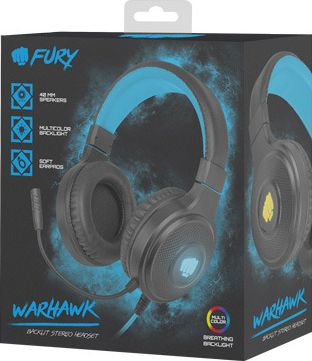 Kufje gaming Fury Warhawk NFU-1585, stereo, me mikrofon, blu
