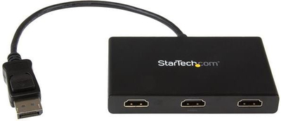 Hub video StarTech MST, DisplayPort në 3x HDMI, 4K, i zi