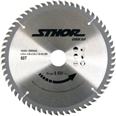 Teh rrethor Sthor 08832, 210x30mm, 60 dhëmbë, ngjyrë argjendi
