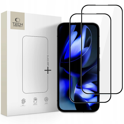 Xham mbrojtës Tech-Protect Glass Fit+, 2 copë, Google Pixel 9A 10A, me kornizë të zezë