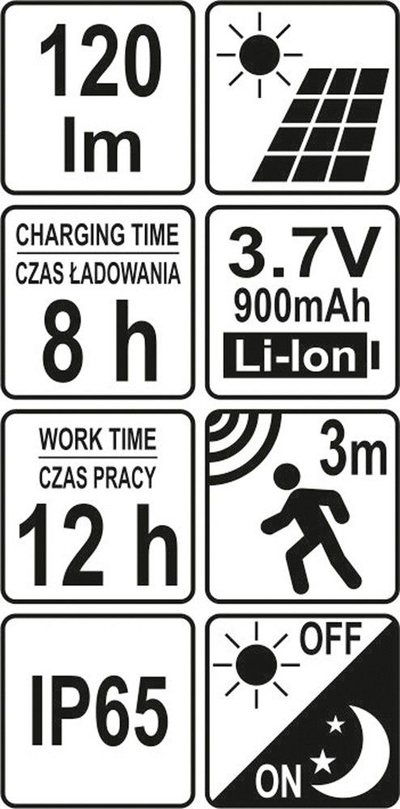 Lampë muri me diell Yato, 16 LED, me sensor lëvizje, e bardhë