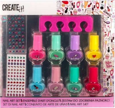 Set manikyri për kalamaj Canenco Nail Set With Stickers, 8 llakë me ngjyra, me ngjitëse zbukuruese, shumëngjyrësh