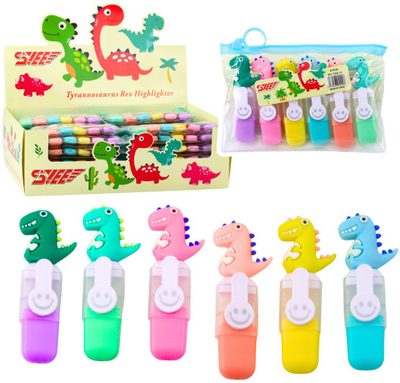 Set markerësh të vegjël dinosaurë, 6 copë, 8 cm, shumëngjyrësh