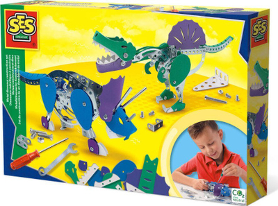 Set ndërtimi metalik SES Creative 14950, dinosaur Triceratops dhe Spinosaurus, shumëngjyrësh