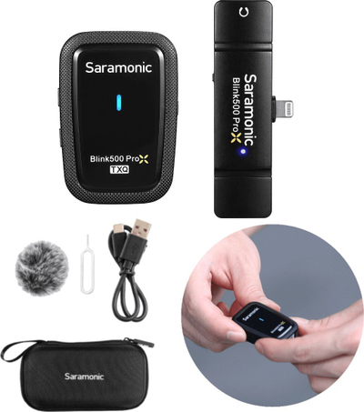 Mikrofon wireless Saramonic Blink500 ProX Q3, për iPhone, me Lightning, ngjyrë e zezë