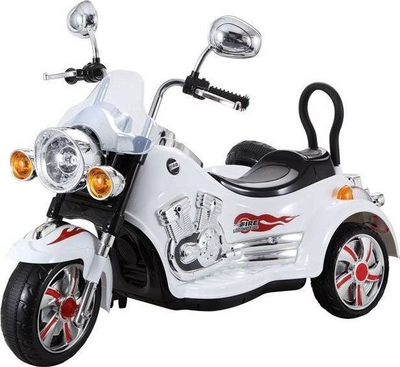 Motoçikletë elektrike për fëmijë Lean Sport SX138, me bateri, me rimorkio anësore, e bardhë