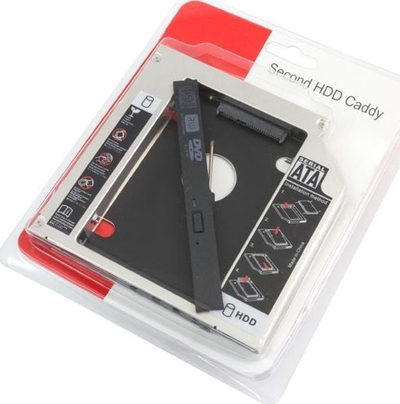 Kornizë HDD për laptop Second HDD Caddy, SATA III, 9.5mm, argjendtë e zezë