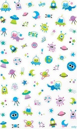 Ngjitësa OOLY Stickiville Space Buddies, transparente, me motive hapësinore, shumëngjyrëshe