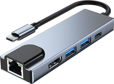Stacion docking Tech-Protect V3 5-in-1, USB-C, HDMI, gri