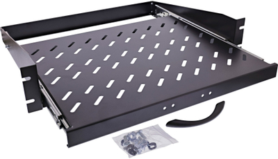Raft me tërheqje për kabinet 19" InLine, 350mm, 30kg, 2U, i zi