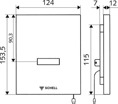 Pisoar muri Geberit me shpëlarje elektronike 230, me sensor infra të kuq, dalje horizontale, krom