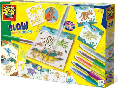 Set vizatimi SES Creative Dinosaurs Magic, airbrush me frymë, stilolapsa që ndërron ngjyrë, shumëngjyrësh