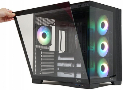 Kutia e kompjuterit ZENPC Cube, Micro Tower, me 4 ftohësa ARGB, e zezë
