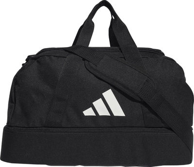 Çantë sportive Adidas Tiro League S, me xhep përpara, fund i papërshkueshëm nga uji, e zezë