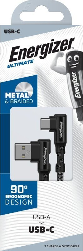 Kabllo Energizer C710CKBK USB A në USB C, 2 m, 90°, e zezë