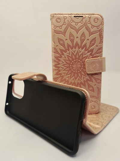 Këndëse Mezzo Book Mandala për Xiaomi Mi 11 Lite, me xhepa për karta, mbyllje me magnet, rozë