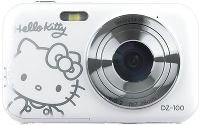 Компактна дигитална камера Јашика DZ-100 Хело Кити, 5MP до 44MP, видео 1080P, бела