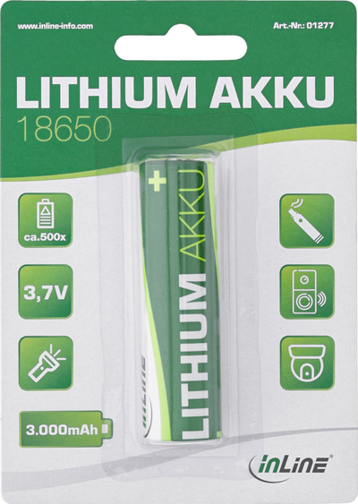 Bateri rimbushëse INLINE 18650 Li Ion, 3000 mAh, 3.7V, blu