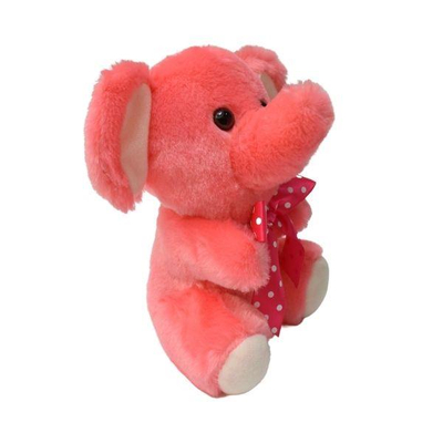 Lodër pelushi elefant Deer, 19cm, me fjongo me pika, rozë ose blu