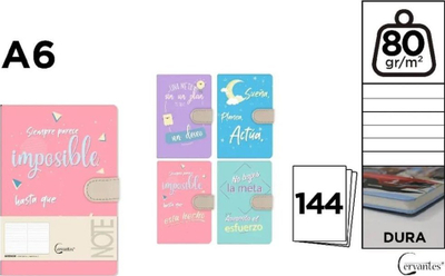 Bllok shënimesh Notebook A6, 144 fletë, mbyllje me magnet, shumëngjyrësh