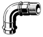 Kënd lidhës Viega Profipress G 2614, 90°, 22 mm x 3/4", i kuq