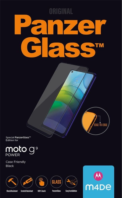 Xham mbrojtës PanzerGlass Edge to Edge për Motorola Moto G9 Power, plotësisht transparents, kornizë e zezë