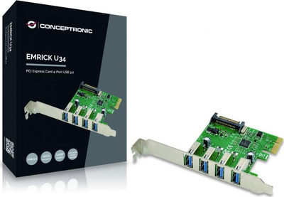 Kartë kontrolluese USB Conceptronic EMRICK02G, PCIe x1, 4x USB 3.0