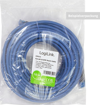 Kabllo rrjeti LogiLink CPP001, Cat6a U UTP, 1m, blu