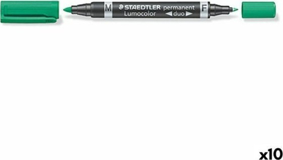Set markerë permanent Staedtler Lumocolor Duo, 2 maja, 10 copë, jeshile