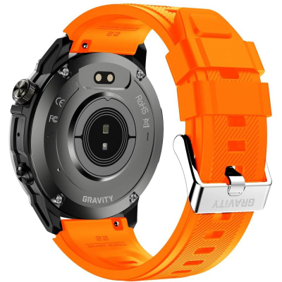 Smartwatch Gravity GT46-4, 1.43" AMOLED, thirrje me Bluetooth, portokalli me të zi