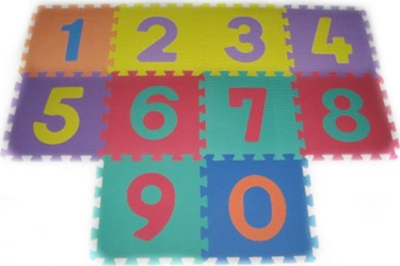 Dyshek puzzle për kalamaj Chippy Numbers 0-9, set me 10 copa, 30 x 30 cm, me shumë ngjyra