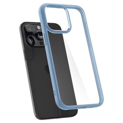 Mbulesë telefoni Spigen Crystal Hybrid për iPhone 15 Pro Max, transparente, blu sierra