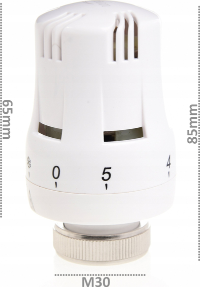 Kokë termostati Invena CD-72-015, M30x1.5, për radiator, e bardhë