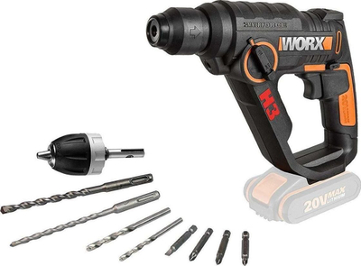 Çekiç stërvitës me bateri Worx WX390.9, 20V, SDS Plus, i zi