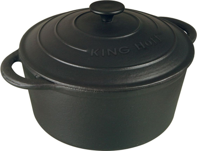 Тигањ со капак KingHoff KH-2253, 22cm, 2.4L, леано железо, црн