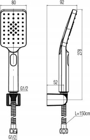 Set dushi Valvex Loft, 3 funksione, zorrë 150 cm, krom