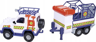 Set lodër Fireman Sam Veterinary Rescue, makinë shpëtimi me rimorkio, me figura