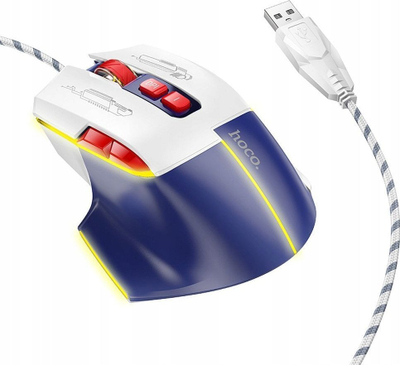 Maus gaming Hoco GM31 me kabllo USB, 3600 DPI, i bardhë blu
