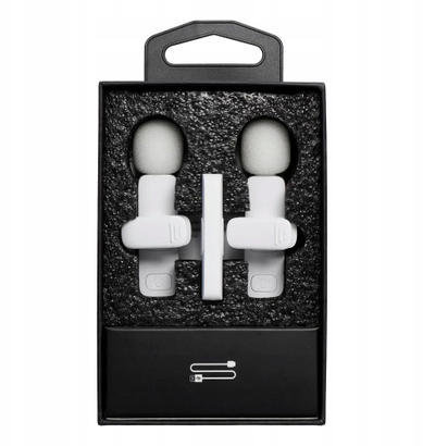 Mikrofon lavalier pa tel OEM K1, 2 në set, lidhje Lightning, i bardhë