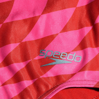 Kostum banje për goca Speedo Allover Digital Vback, Endurance+, me kuadrate, i kuq rozë