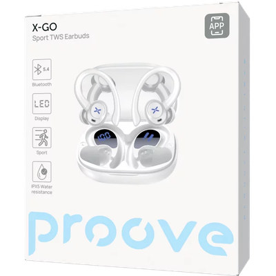 Dëgjuse të hapura Proove X-Go TWS, IPX5, me aplikacion, të bardha