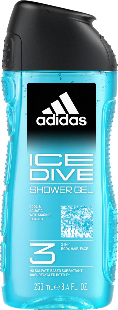 Xhel dushi Adidas Ice Dive, për trup dhe flokë, 250ml, transparent