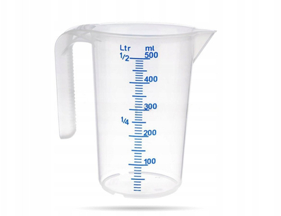 Мерна чаша од полипропилен, 0.5L, проѕирна