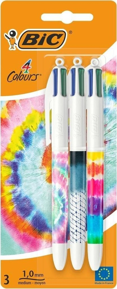 Stilolaps BIC 4 Colours Message Tie Dye, set 3 copë, shumëngjyrësh