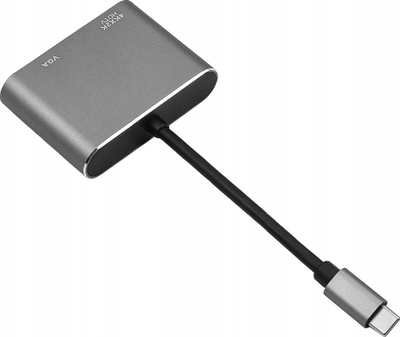 Adapter docking Bounn, USB C në HDMI 4K 30Hz edhe VGA, ngjyrë argjendtë