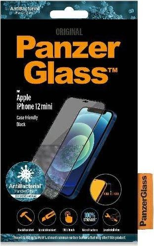 Xham mbrojtës PanzerGlass E2E për iPhone 12 Mini, antibakterial, me kornizë të zezë