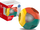 Top me zile LeanToys Colorful Rattle Ball, figura gjeometrike, shumëngjyrësh