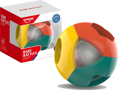 Top me zile LeanToys Colorful Rattle Ball, figura gjeometrike, shumëngjyrësh