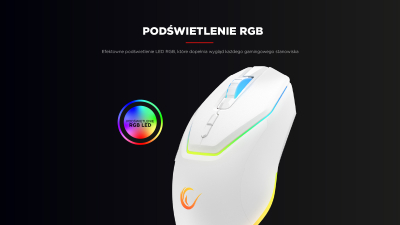 Maus за гејминг Rampage Vortex M1, безжичен, RGB, бел