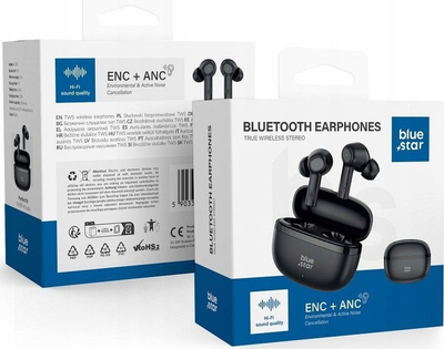 Бежични слушалки Blue Star TWS AC20E, ANC и ENC, Bluetooth 5.4, црни